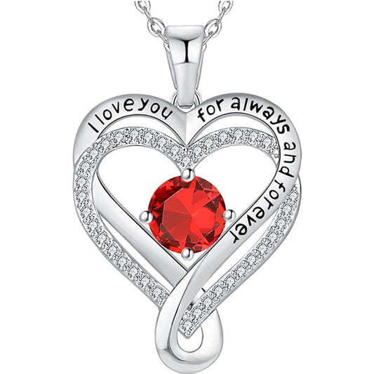 Infinity Heart Birthstone Necklace for Women S925 Sterling Silver
