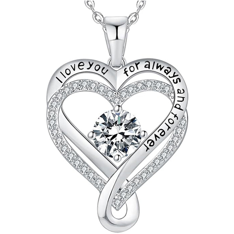 Infinity Heart Birthstone Necklace for Women S925 Sterling Silver