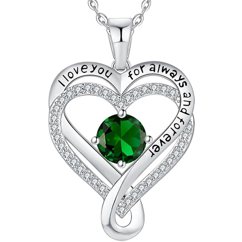 Infinity Heart Birthstone Necklace for Women S925 Sterling Silver