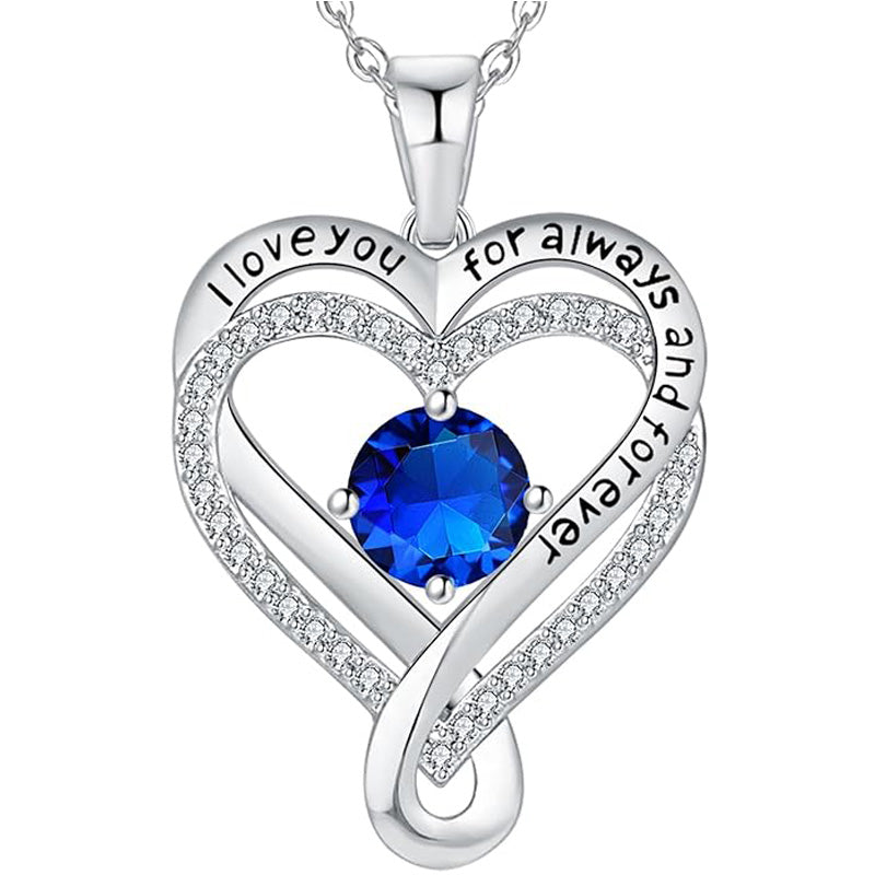 Infinity Heart Birthstone Necklace for Women S925 Sterling Silver