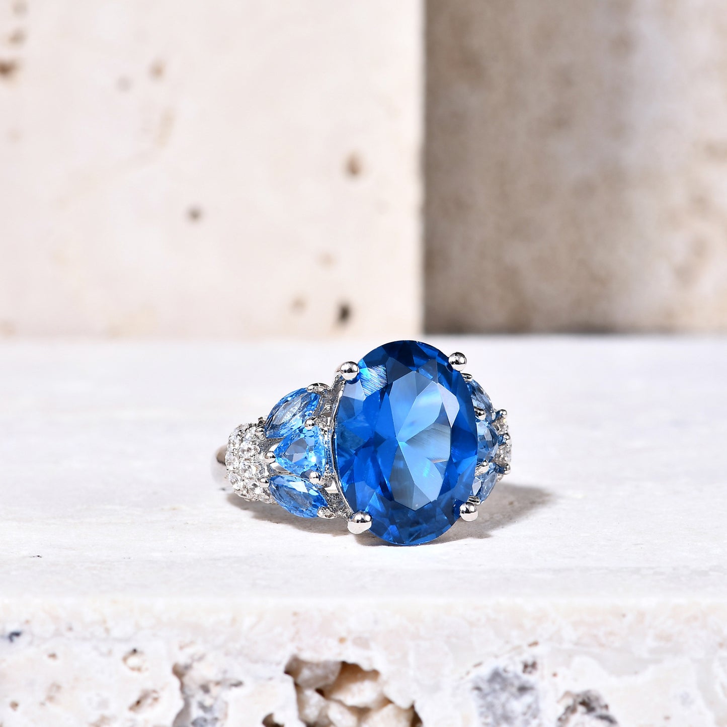 Luxury Lab Blue Spinel Women Ring 7.00ct