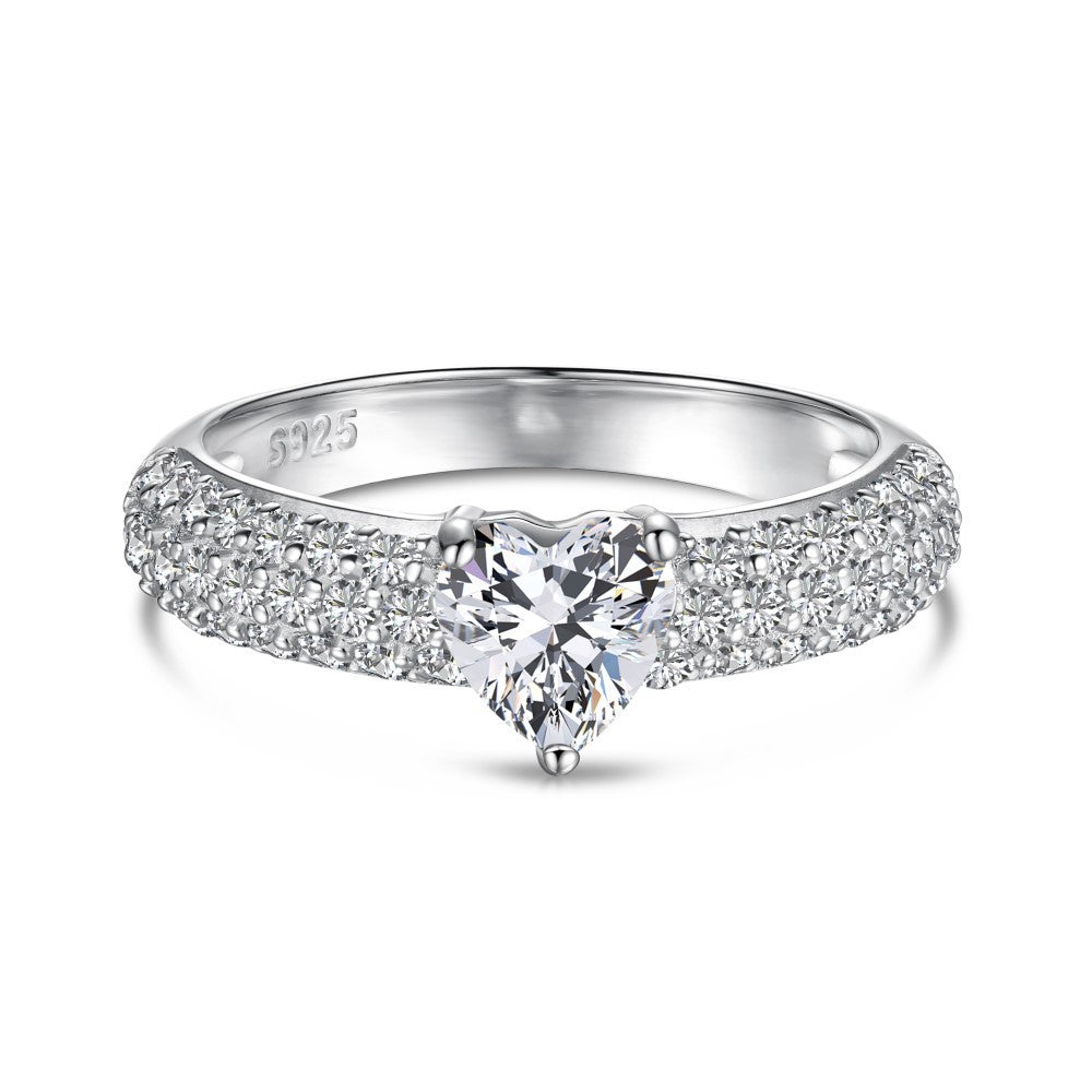 Classic Pavé Engagement Heart Ring Women