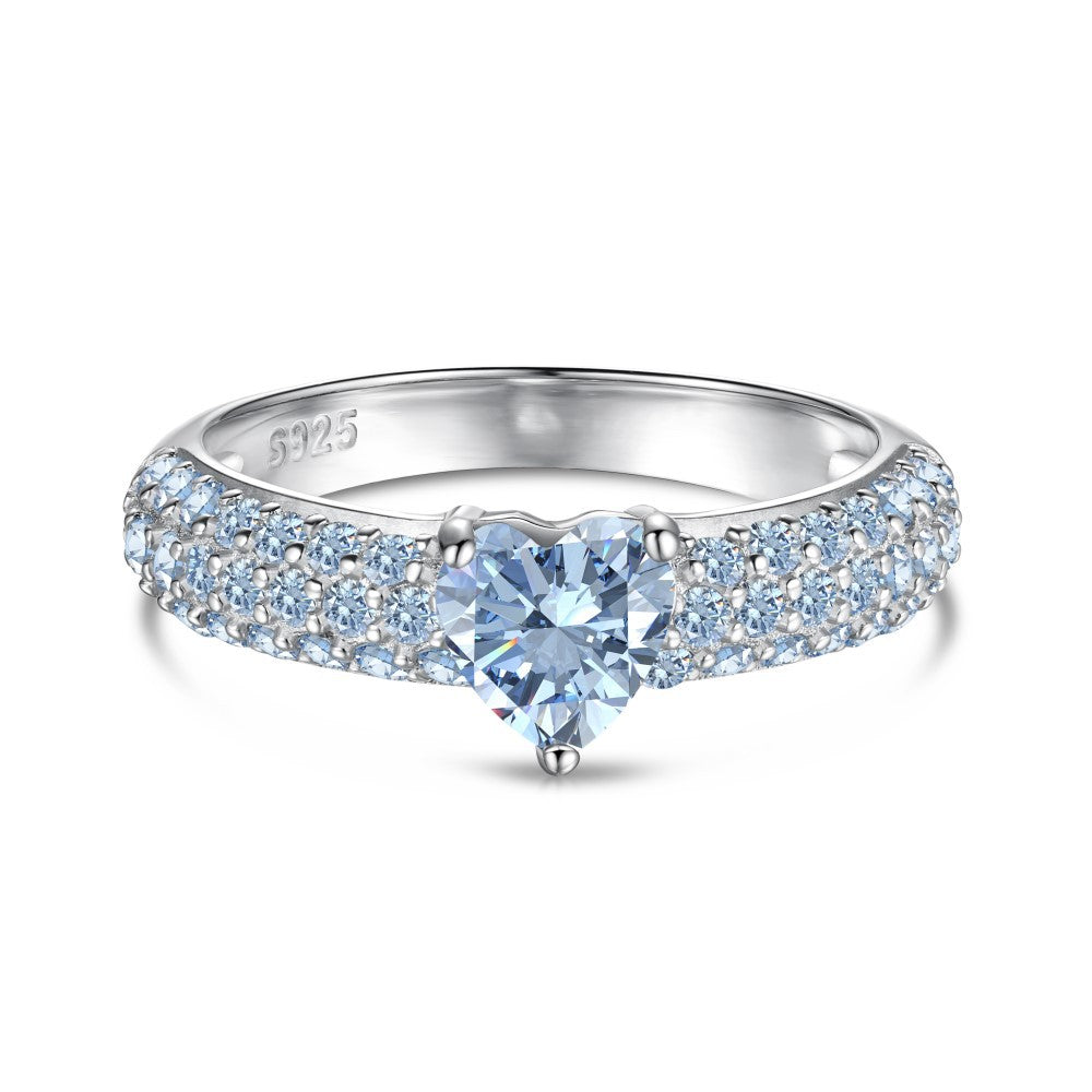 Classic Pavé Engagement Heart Ring Women