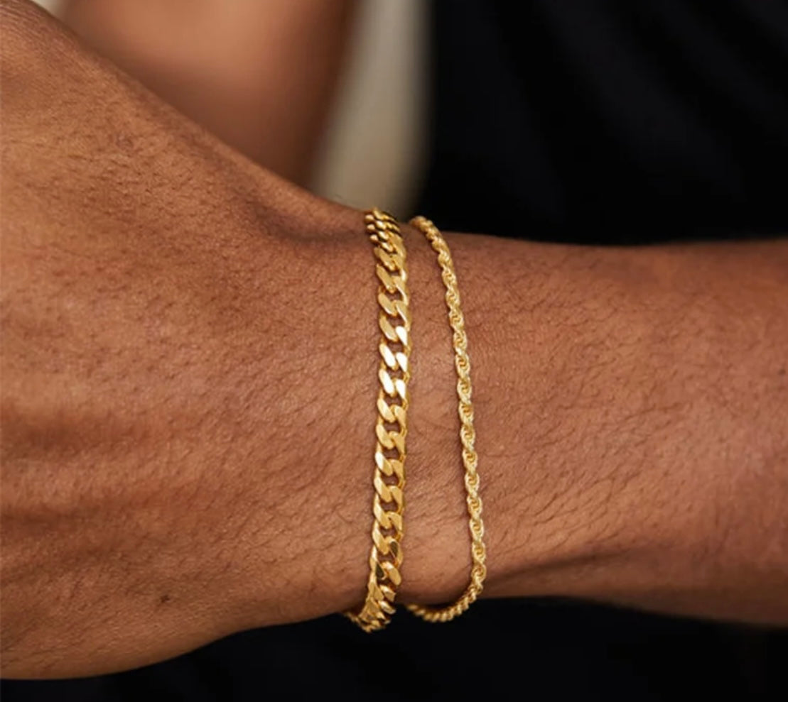 Cuban bracelet with Plated 18K Yellow Gold「19cm」