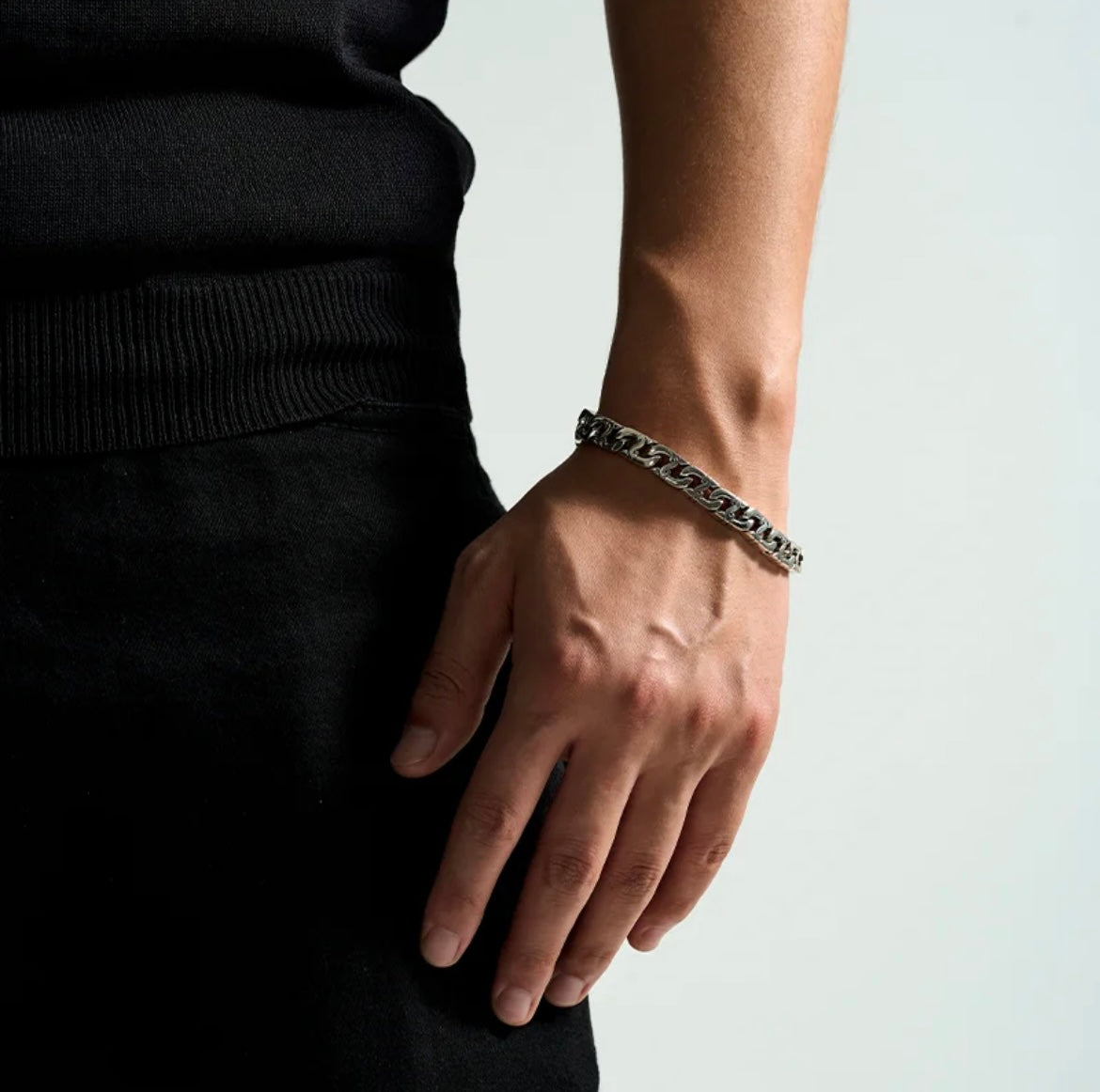 Simple Fashion Cuban Bracelet in 925 Sterling Silver「20cm」