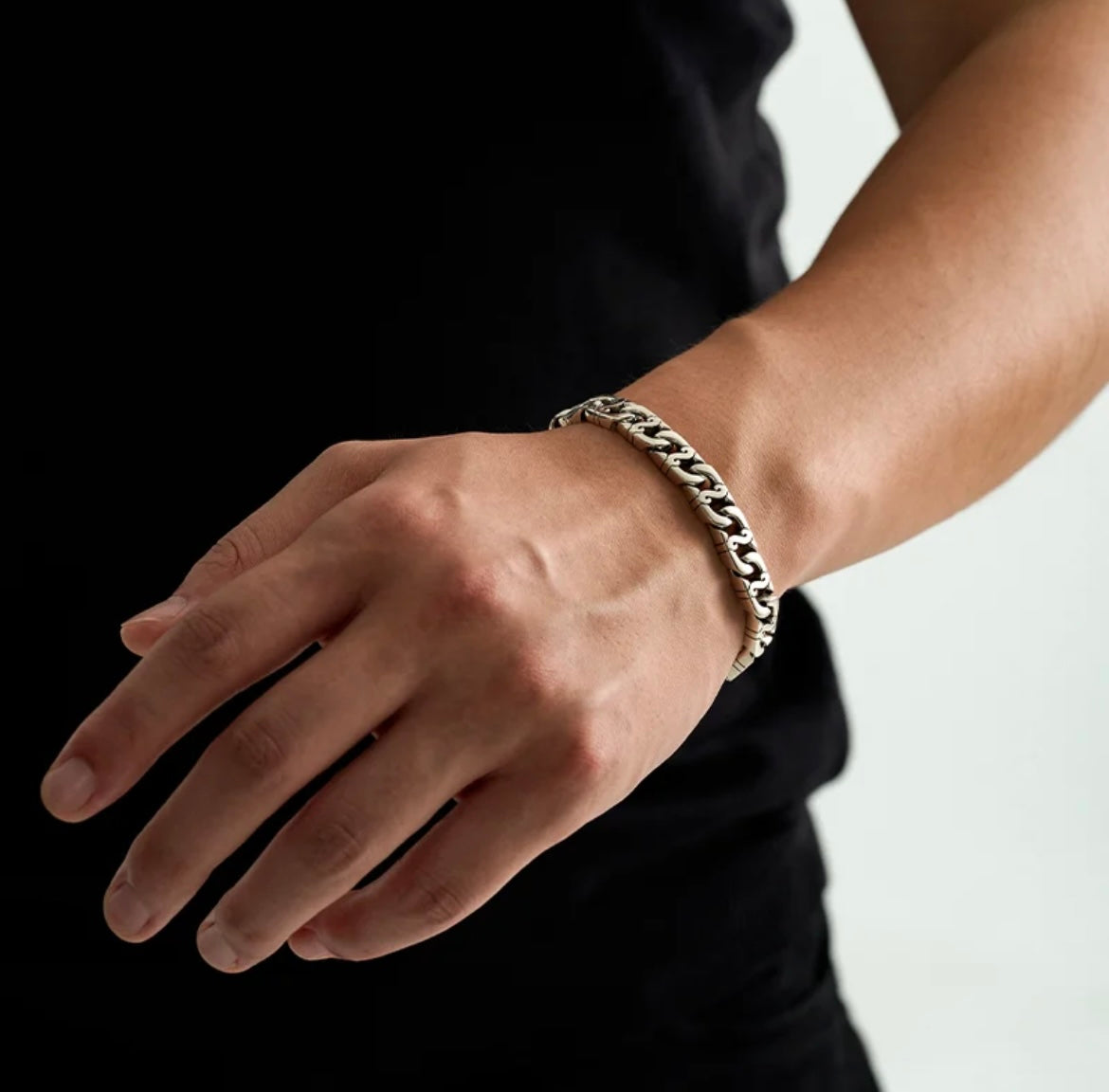 Simple Fashion Cuban Bracelet in 925 Sterling Silver「20cm」