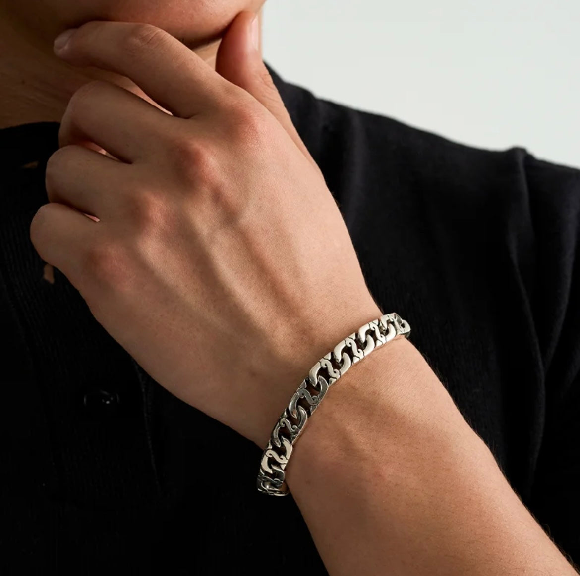 Simple Fashion Cuban Bracelet in 925 Sterling Silver「20cm」